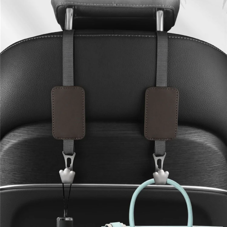 Car Seat Hook Multi-function Leather Seatback Hanger Car Interior Supplies(Grey) - Image 2