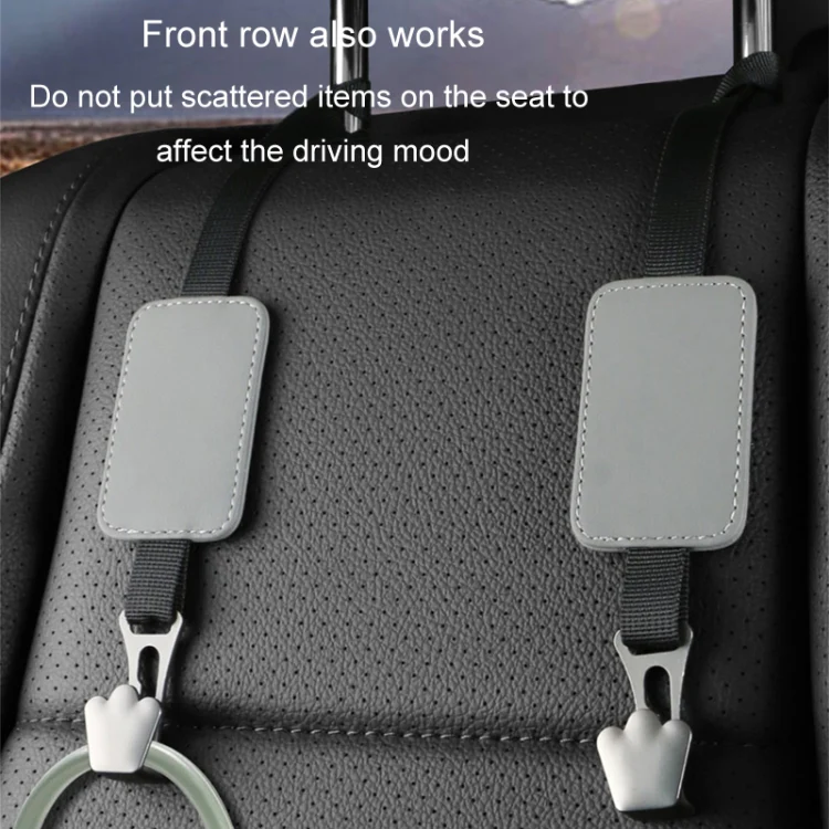 Car Seat Hook Multi-function Leather Seatback Hanger Car Interior Supplies(Grey) - Image 8