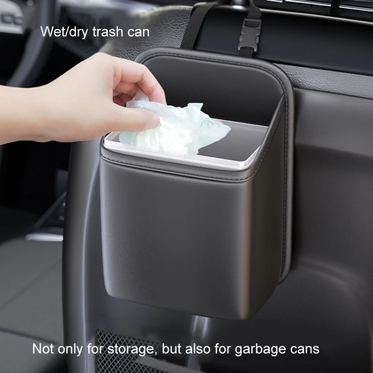 Car Seat Storage Bag With Waterproof Bucket Car Storage Multifunctional Trash Can(Black) - Image 6
