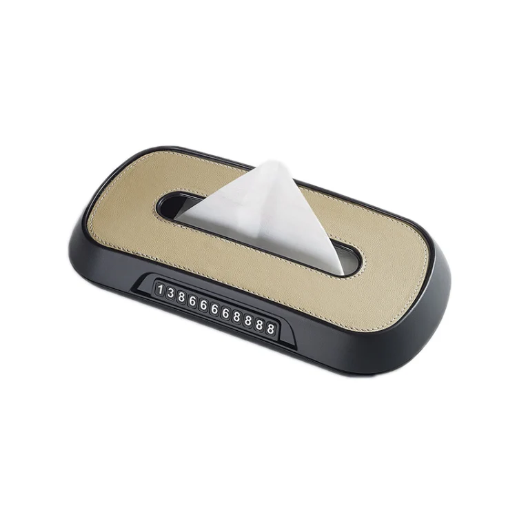 Car Sun Visor Hanging Sunroof Seat Back Tissue Box, Color: Leather Beige