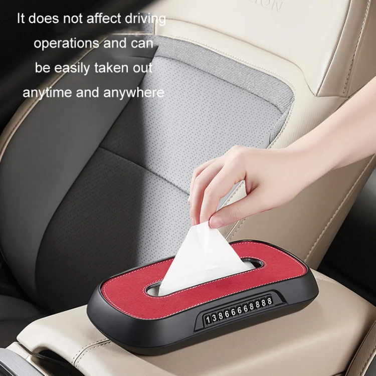 Car Sun Visor Hanging Sunroof Seat Back Tissue Box, Color: Leather Beige - Image 10