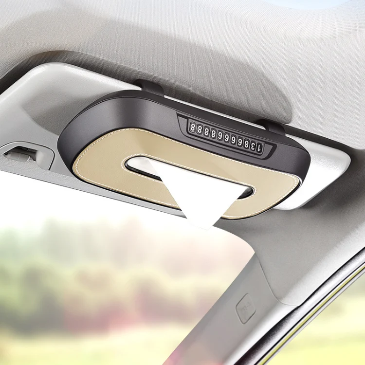 Car Sun Visor Hanging Sunroof Seat Back Tissue Box, Color: Leather Beige - Image 13
