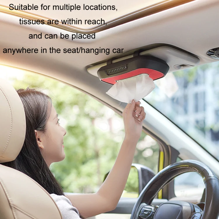 Car Sun Visor Hanging Sunroof Seat Back Tissue Box, Color: Leather Black - Image 12