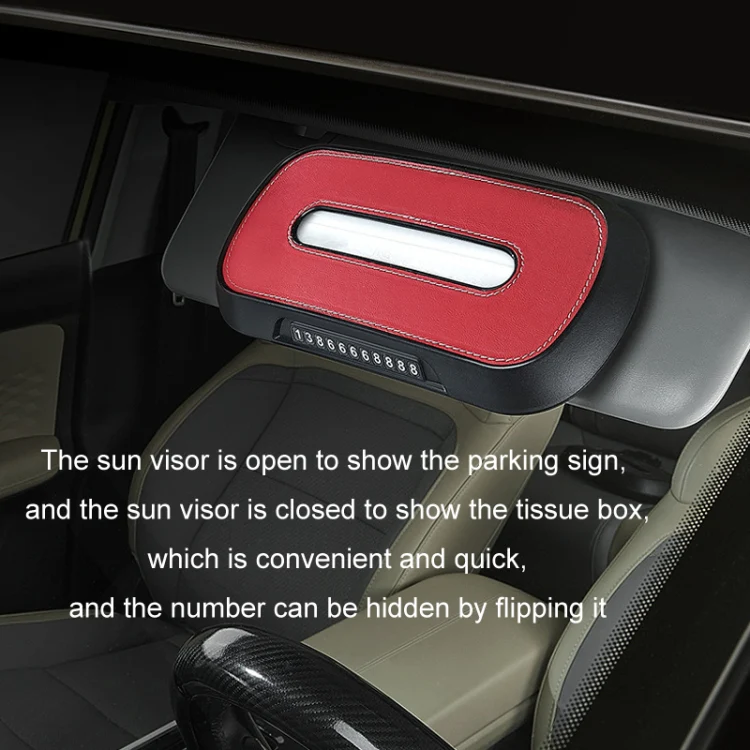 Car Sun Visor Hanging Sunroof Seat Back Tissue Box, Color: Leather Red - Image 7