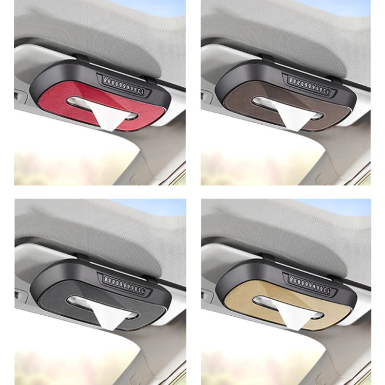Car Sun Visor Hanging Sunroof Seat Back Tissue Box, Color: Suede Dark Gray - Image 2
