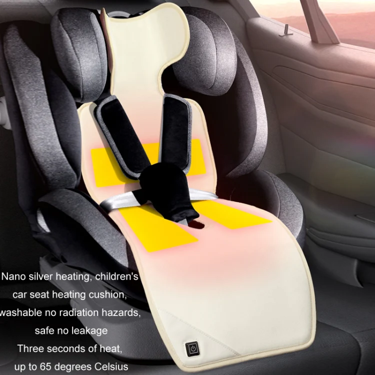 Car USB Heated Seat Cushion Winter Plush Child Seat Pad, Size: 90x32cm(Beige) - Image 11