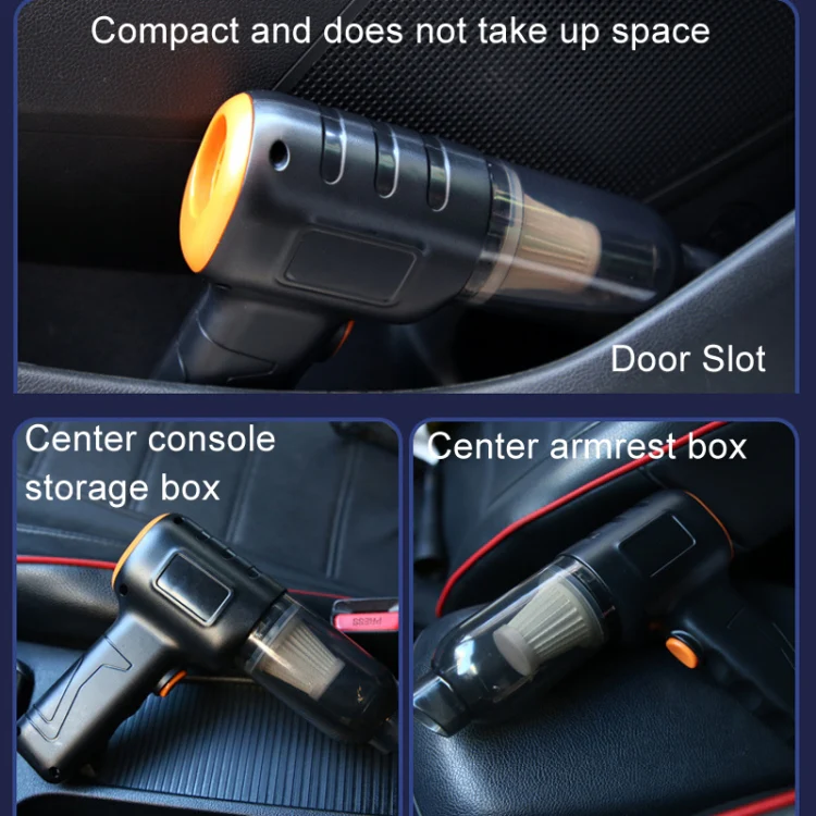 Car Vacuum Cleaner Large Suction Power Wireless Pump Inflatable Blower Handheld Small Vacuum Cleaner, Style: Brushless 260W+2 Filters+Storage Bag (Black) - Image 7