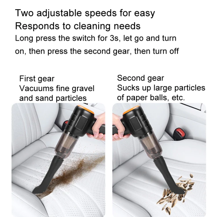 Car Vacuum Cleaner Large Suction Power Wireless Pump Inflatable Blower Handheld Small Vacuum Cleaner, Style: Brushless 260W+2 Filters+Storage Bag (Black) - Image 8