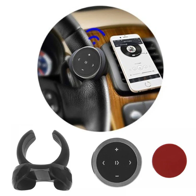 Car Wireless Bluetooth Controller Mobile Phone Multimedia Multi-functional Steering Wheel Remote Controller with Holder (Silver) - Image 11