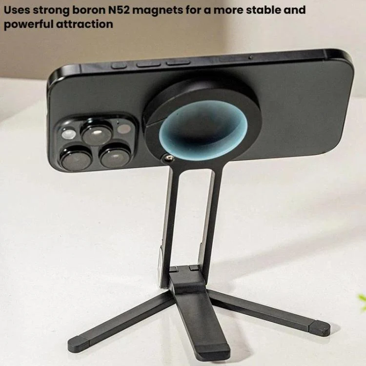Carabiner Magnetic Aluminum Alloy Phone Holder Portable Photography Tripod(Silver) - Image 4