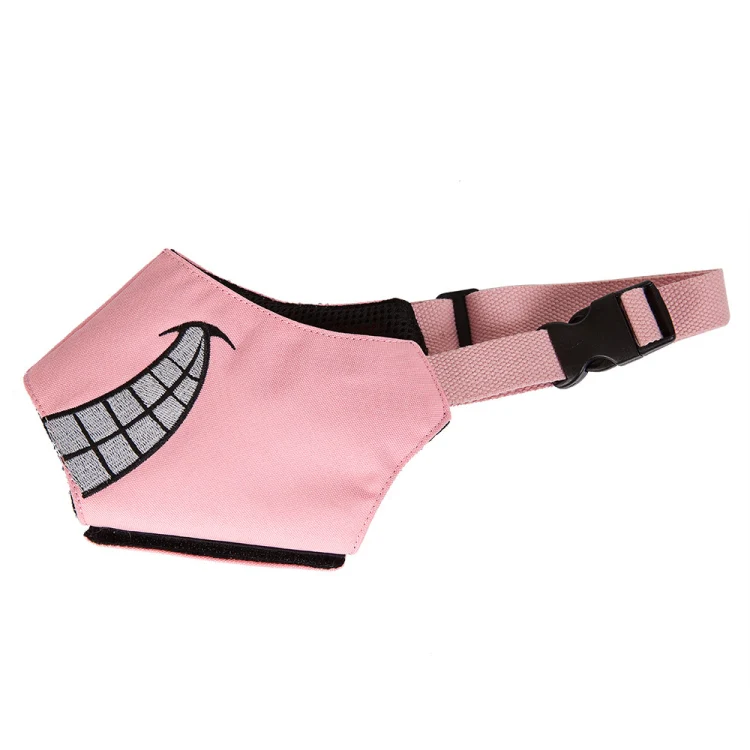 Cartoon Dog Mouth Cover Anti-Bite Nylon Dog Mask, Size: M(Pink)