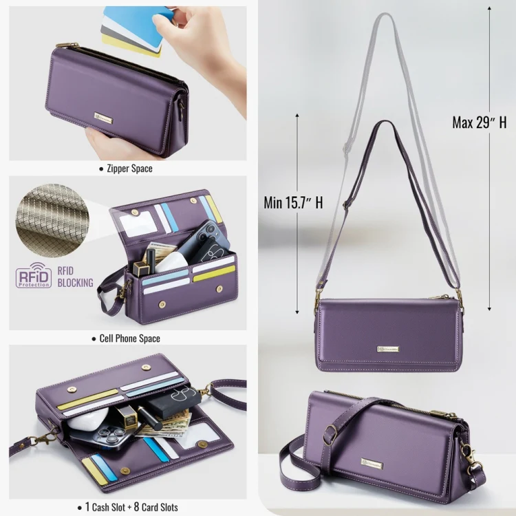 CaseMe ME30 Max Multifunctional Large-Capacity Shoulder Crossbody Phone Bag(Purple) - Image 4