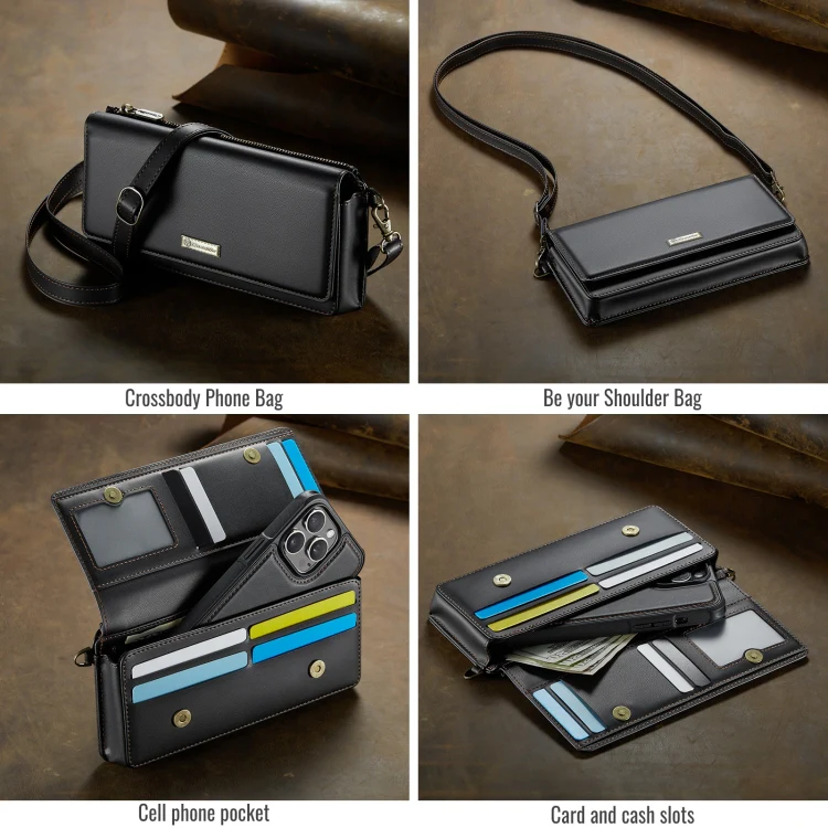 CaseMe Me30 Multi Functional Diagonal Cross Bag Phone Case(Black) - Image 5
