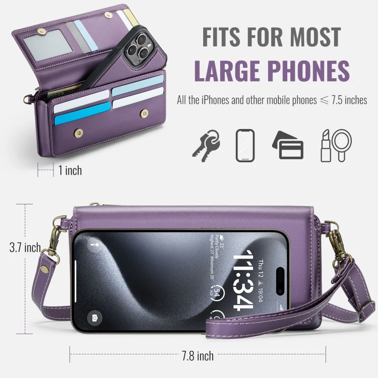 CaseMe Me30 Multi Functional Diagonal Cross Bag Phone Case(Purple) - Image 3