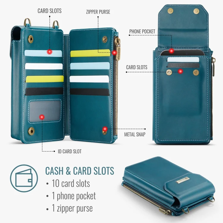 CaseMe Me40 Vertical Multifunctional Shoulder Crossbody Phone Bag(Blue Green) - Image 4