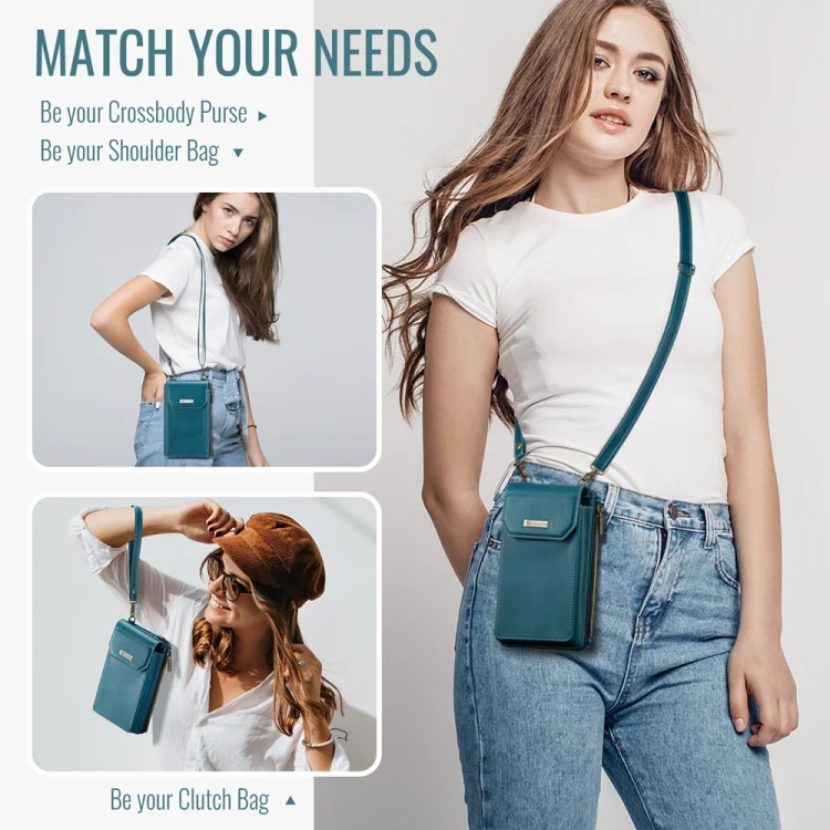 CaseMe Me40 Vertical Multifunctional Shoulder Crossbody Phone Bag(Blue Green) - Image 7