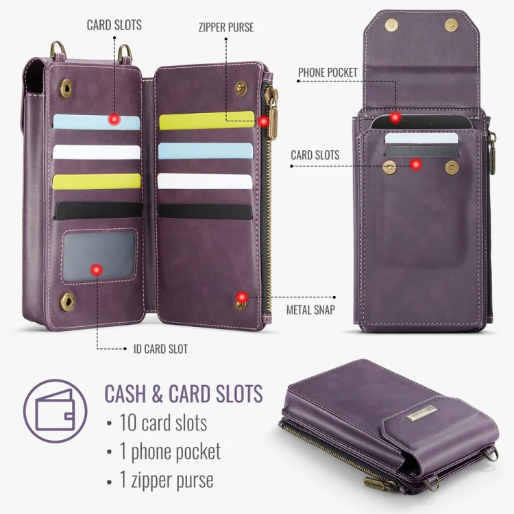 CaseMe Me40 Vertical Multifunctional Shoulder Crossbody Phone Bag(Purple) - Image 4