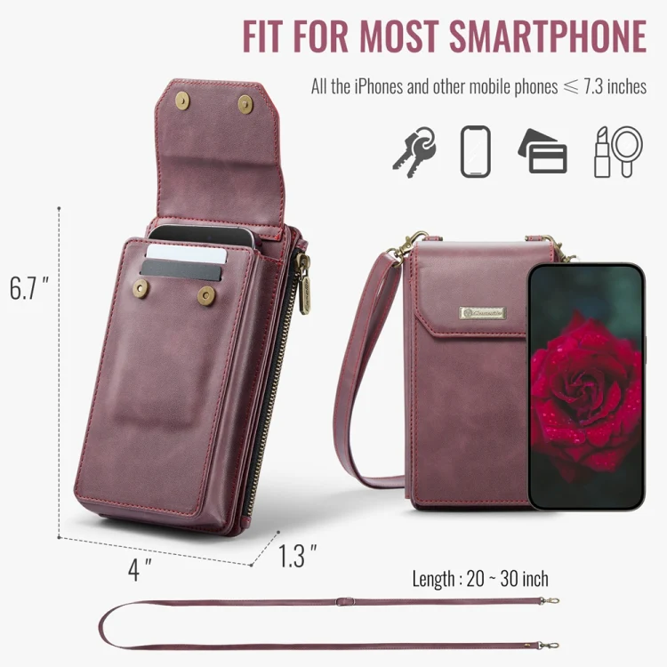 CaseMe Me40 Vertical Multifunctional Shoulder Crossbody Phone Bag(Red) - Image 3