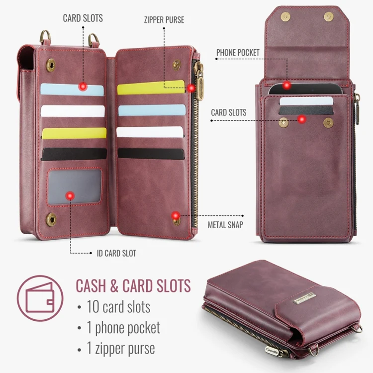 CaseMe Me40 Vertical Multifunctional Shoulder Crossbody Phone Bag(Red) - Image 4