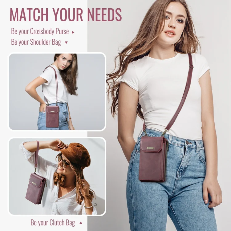 CaseMe Me40 Vertical Multifunctional Shoulder Crossbody Phone Bag(Red) - Image 7