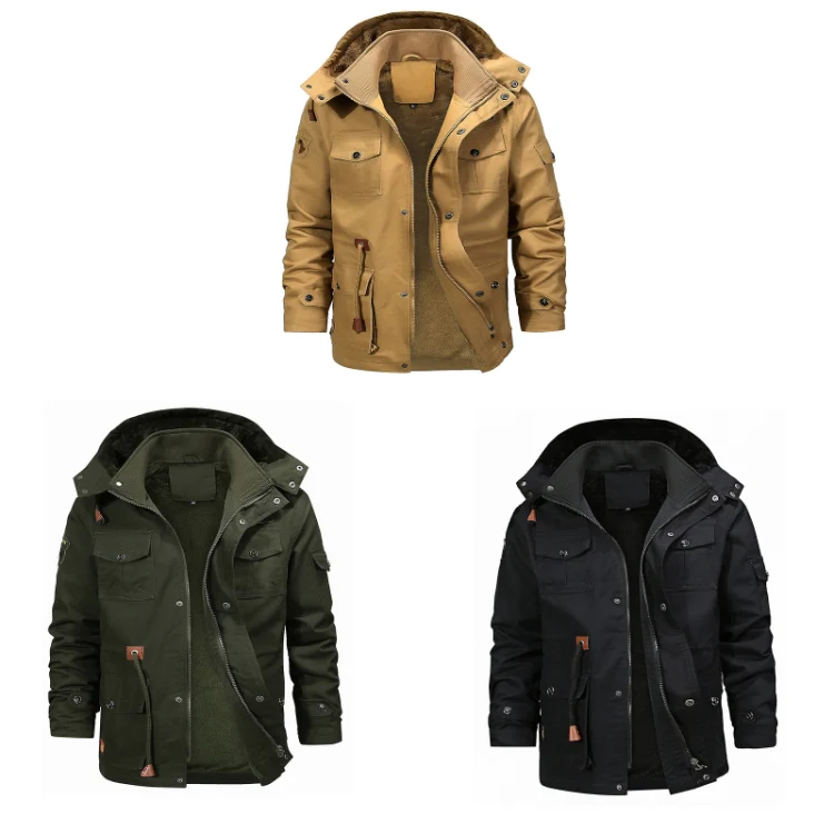 Casual Belt Zipper Thickened Side Seam Pocket Windbreaker, Size: XXL(Green) - Image 2