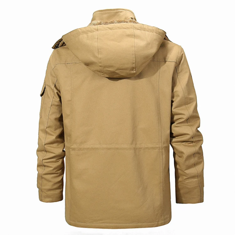 Casual Belt Zipper Thickened Side Seam Pocket Windbreaker, Size: XXL(Green) - Image 4