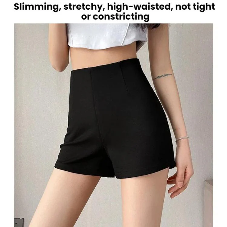 Casual High-Waisted Fitted Suit Shorts Leggings Hot Pants, Color: Fleece-lined Black(M) - Image 5