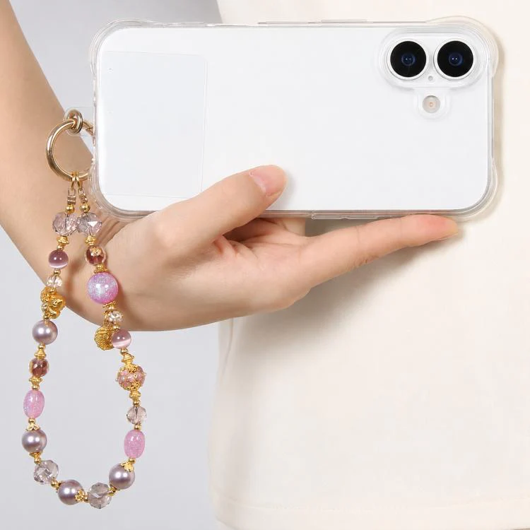 Cat Eye Butterfly Short Bead Chain Phone Charm Wrist Strap with Tether Pad for Women Girls(Green) - Image 7