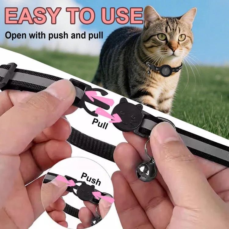 Cat Tracker Collar Compatible With Apple Find My Reflective Pet GPS Finder With Breakaway Safety Buckle & Bell(Sky Blue) - Image 6