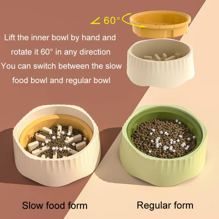 Cats And Dog Anti Spill Slow Feeding Bowl Pet 2 In 1 Non-Slip Food Cup(Blue) - Image 5