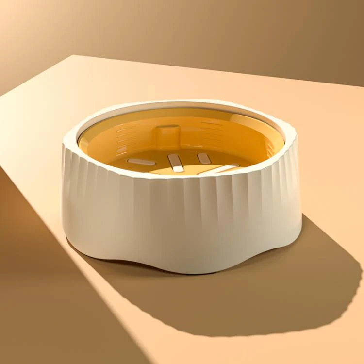 Cats And Dog Anti Spill Slow Feeding Bowl Pet 2 In 1 Non-Slip Food Cup(White)