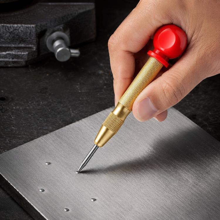 Center Punch Locator Automatic Spring-Loaded Drill Bit High-Hardness Punch for Precise Holes(With Red Cap)
