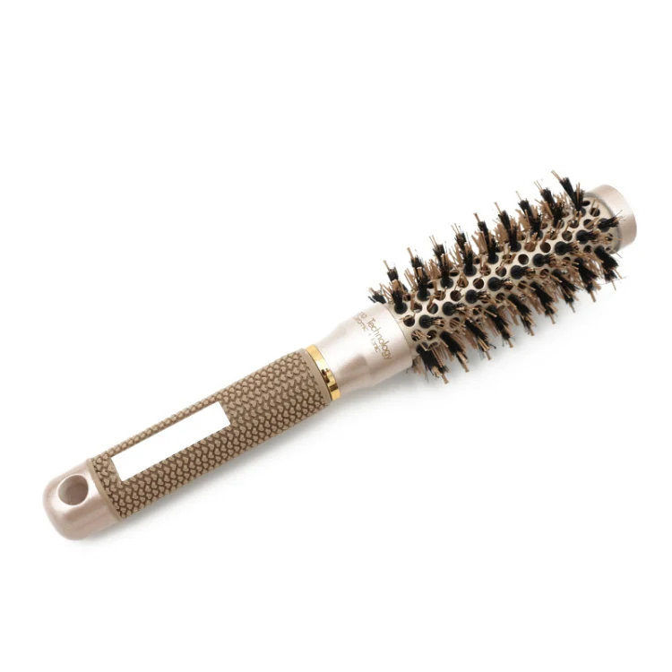 Ceramic Aluminium Hair Comb Round Brush with Nylon Bristle Professional Barber Styling Hair Brush(25mm) - Image 2