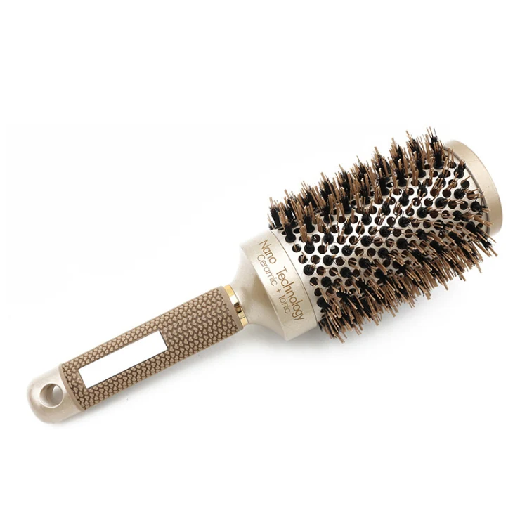 Ceramic Aluminium Hair Comb Round Brush with Nylon Bristle Professional Barber Styling Hair Brush(53mm) - Image 2
