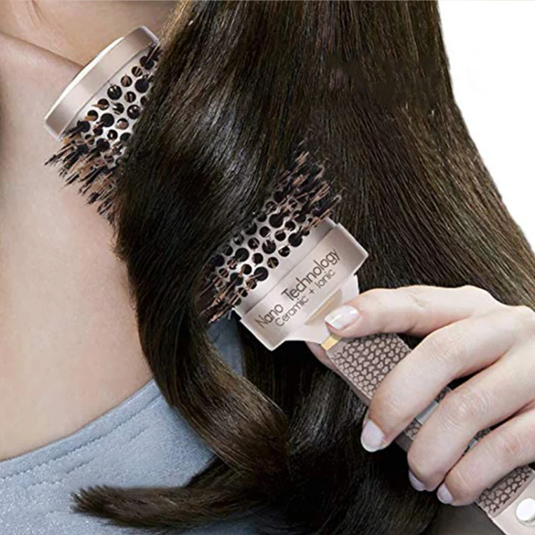 Ceramic Aluminium Hair Comb Round Brush with Nylon Bristle Professional Barber Styling Hair Brush(53mm) - Image 7