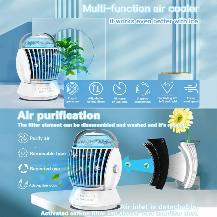 CF-009 USB Touch Spray Humidification Air Conditioning Fan Desktop Office Air Cooler(White) - Image 7
