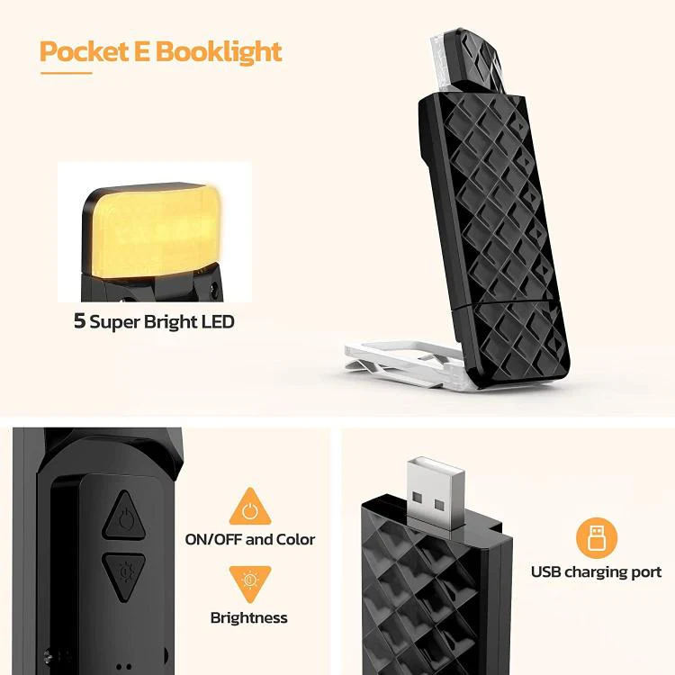 Charging Book Clip Light USB Night Light Eye-Protecting LED Reading Lamp(Black) - Image 6