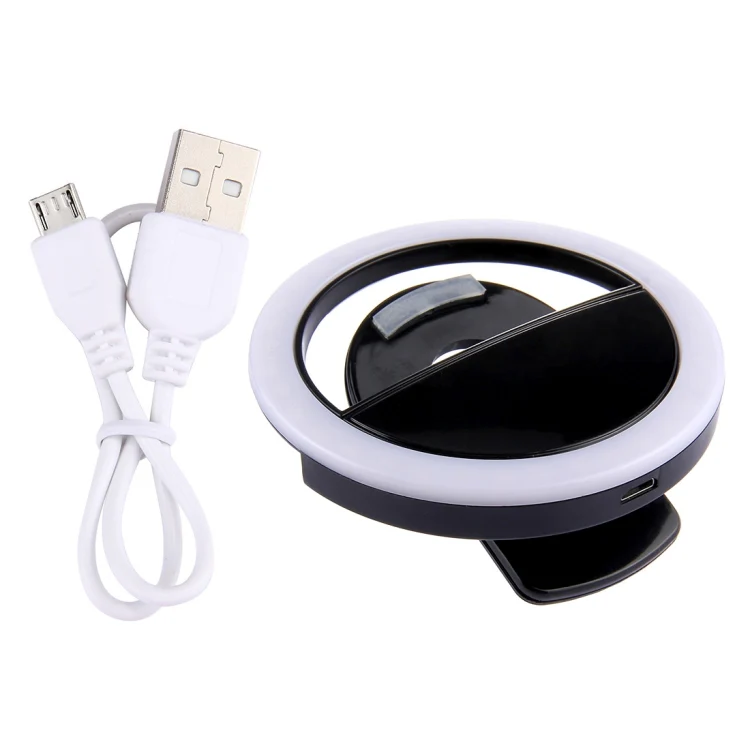 Charging Selfie Beauty Light For iPhone, Galaxy, Huawei, Xiaomi, LG, HTC and Other Smart Phones with Adjustable Clip & USB Cable(Black) - Image 4