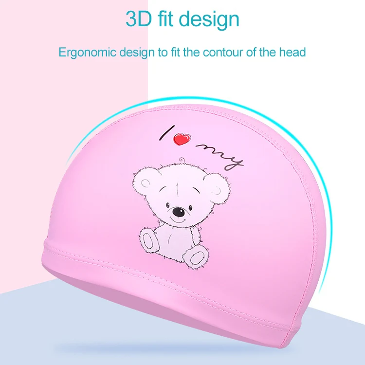 Children Cartoon Hippo Pattern PU Coated Waterproof Swimming Cap, Pattern Random Delivery(Lack Blue) - Image 4