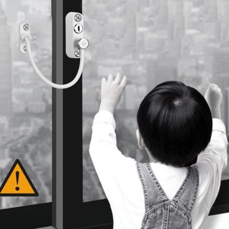 Children High-rise Anti-fall Safety Lock Window Push Limiter, Color: Black - Image 6
