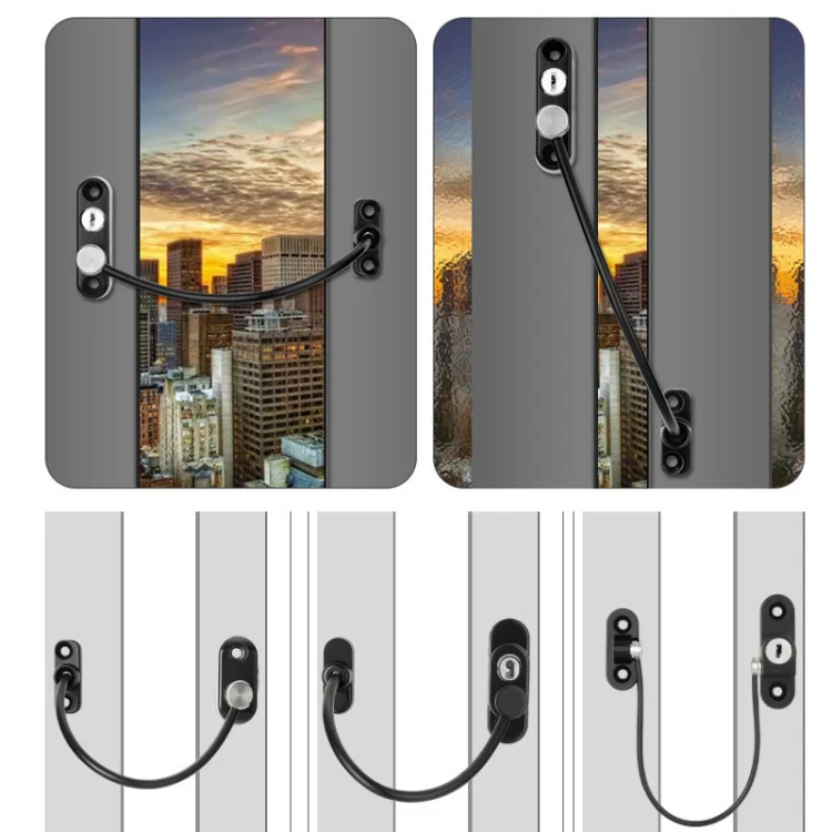 Children High-rise Anti-fall Safety Lock Window Push Limiter, Color: Black (Special Thick) - Image 5
