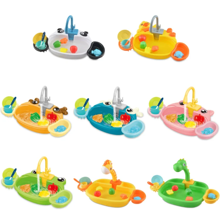 Children Kitchen Toys Electric Circulating Water Dishwasher, Color: Giraffe - Image 2