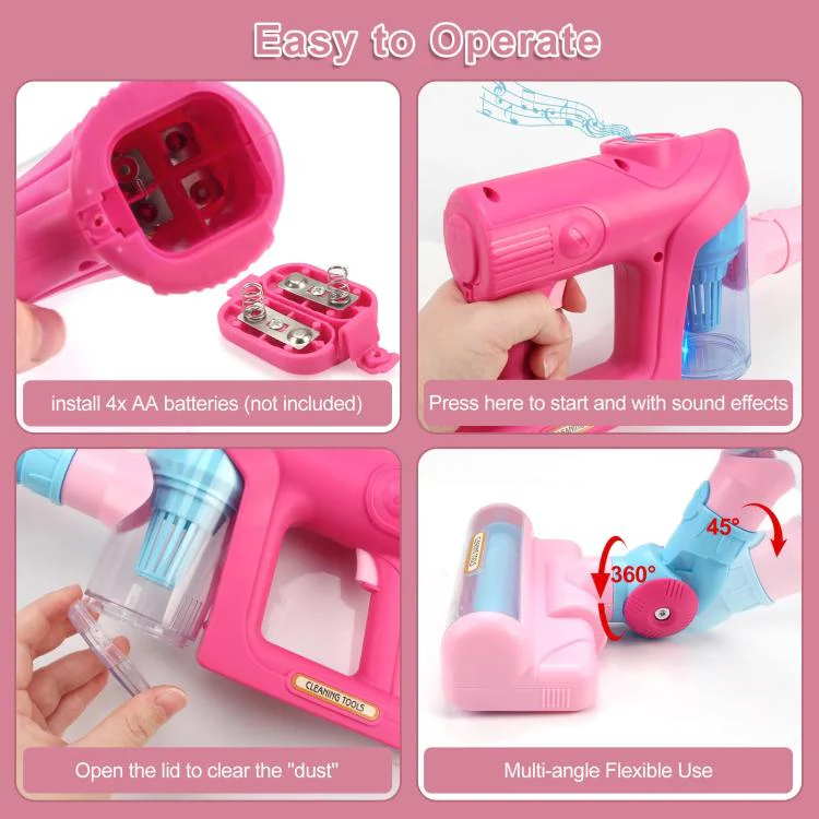 Children Pretend Play Electric Simulation Sound and Light Vacuum Cleaner with Base(Pink) - Image 6