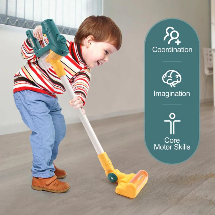 Children Pretend Play Electric Simulation Sound and Light Vacuum Cleaner(Green) - Image 3