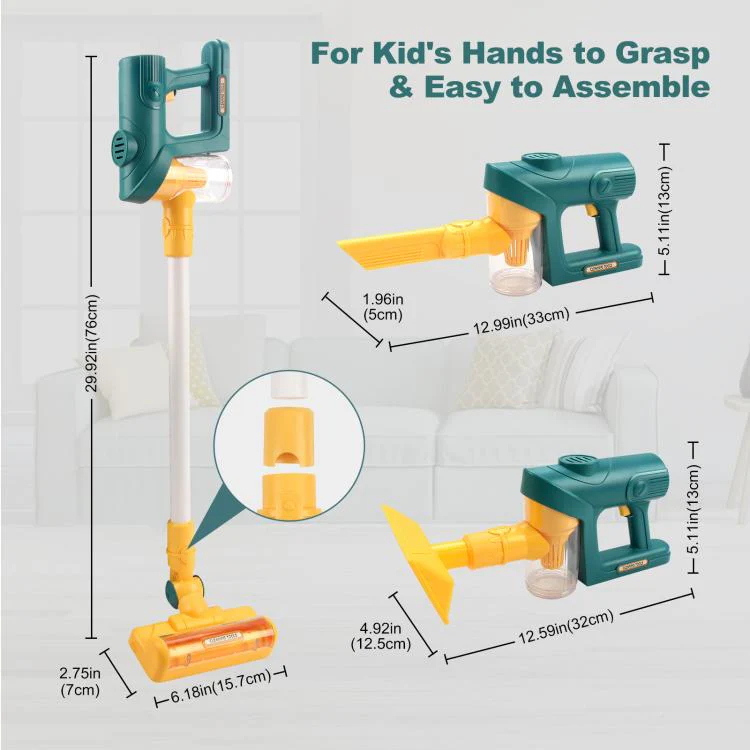 Children Pretend Play Electric Simulation Sound and Light Vacuum Cleaner(Green) - Image 7