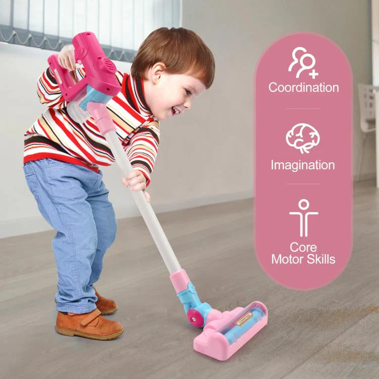 Children Pretend Play Electric Simulation Sound and Light Vacuum Cleaner(Pink) - Image 3