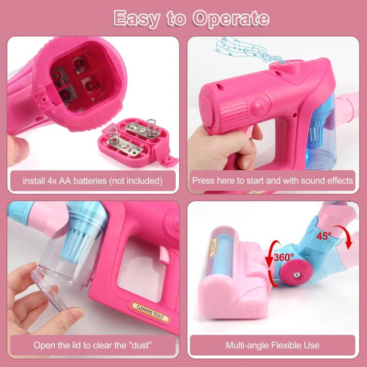 Children Pretend Play Electric Simulation Sound and Light Vacuum Cleaner(Pink) - Image 6