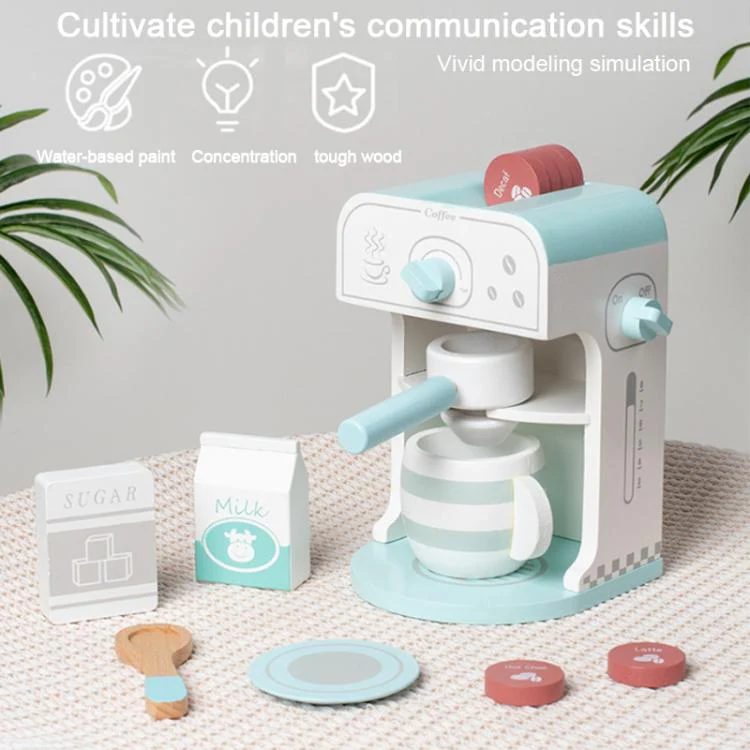 Children Pretend Play Wooden Simulation Coffee Machine Toy - Image 3