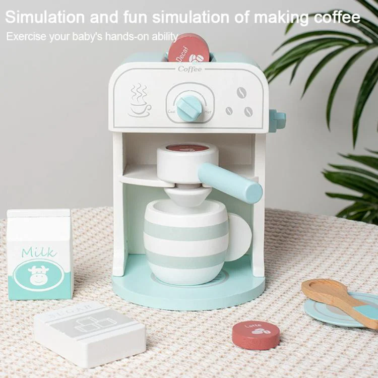 Children Pretend Play Wooden Simulation Coffee Machine Toy - Image 5