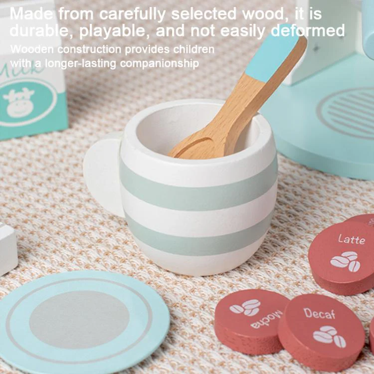Children Pretend Play Wooden Simulation Coffee Machine Toy - Image 6
